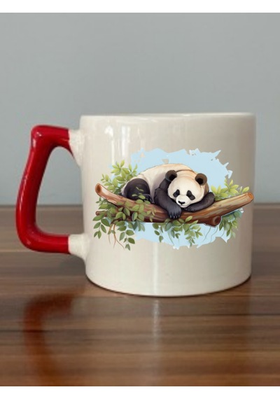 Panda Baskılı 5'li Kupa Bardak - Hediyelik Eşya Ürün Seramik Kupa Bardak Hediye Beyaz