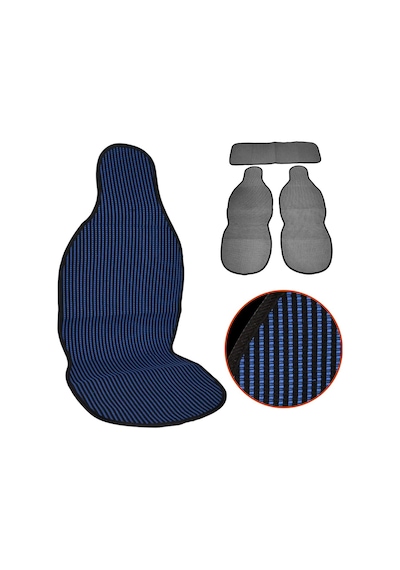 Nyf 07 Terletmez Minder Pamuklu Mavi-siyah 3 Lü Set 2 Ön Pilot + 1 Arka Oturma