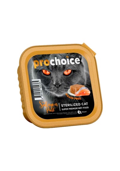 Pro Choice Kısırlaştırılmış Somonlu Tahılsız Ezme Yetişkin Kedi Konservesi 100 G
