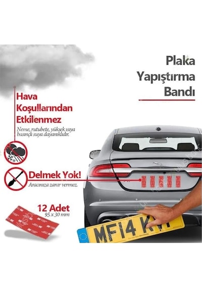 3m Plaka Yapıştırma Bandı, 12 Adet Otomobil Motosiklet Kamyon Plaka Yapıştırma, Bant