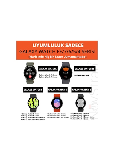Novstrap Samsung Galaxy Watch 4 5 Pro 6 7 Fe 40 42 43 44 45 46 47 Mm Uyumlu Kordon Magnet Toka Silikon Kayış