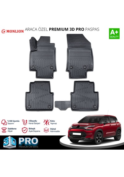 Paspasları, Citroen C3 Aircross 2017-2024 3d Lazer Ölçülü Kokusuz Kaymaz Önvearka