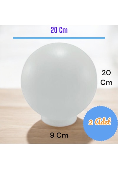 2 Adet 20'lik Karpuz Lamba, Birinci Kalite Pvc Glop, Bahçe Aplikleri Yedek Parçası, 20 Cm Pvc Küre Beyaz