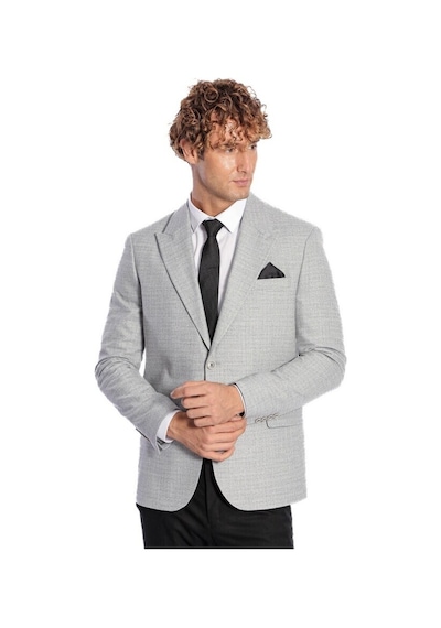 Wessi Desenli Slim Fit Gri Erkek Ceket 001