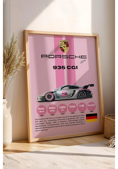 Porsche 935 Cgı Premium Yarış Arabası Çerçeveli Tablo - Teknik Özellikli Modern Tribute Duvar Dekoru Kayın Porsche 935 Cgı Premium Yarış Arabası Çerçeveli Tablo - Teknik Özellikli Modern Tribute Duvar Dekoru Kayın
