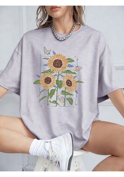 Noıssey Urban Pop Graphic Kadın Tişört Koleksiyonukod 5576 Gri