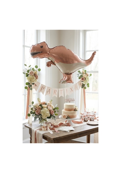 Mat Kahverengi T-rex Retro Dinozor Folyo Balon 64x40 Cm Dinozor Temalı Çocuk Doğum Günü Parti Süsü Çok Renkli