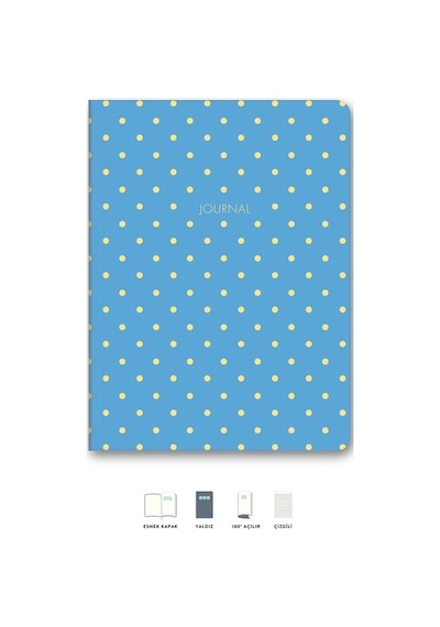 Puantiyeli Mini Defter Çizgili Mavi 14 x 20 CM