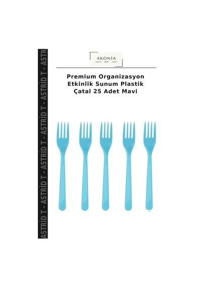 Premium Organizasyon Etkinlik Sunum Plastik Çatal 25 Adet Mavi