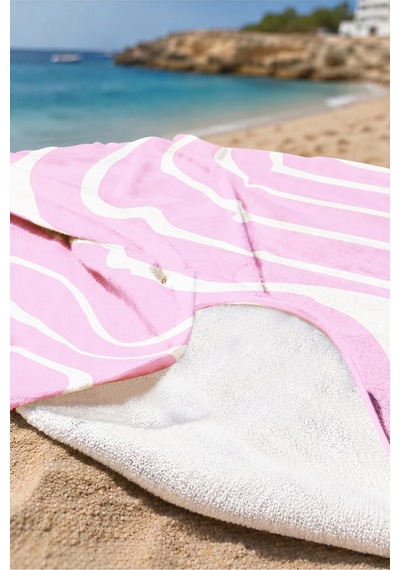 Modern Geometrik Çizgili Pembe Plaj Havlusu - Minimalist Retro Beyaz Hızlı Kuruyan Mikrofiber Havlu Gölgeli Porselen Modern Geometrik Çizgili Pembe Plaj Havlusu - Minimalist Retro Beyaz Hızlı Kuruyan Mikrofiber Havlu Gölgeli Porselen