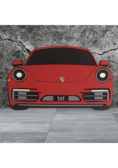 Porsche Araba Duvar Süsü Strafor Tablo Duvar Aksesuarı Strafor Tablo Kırmızı