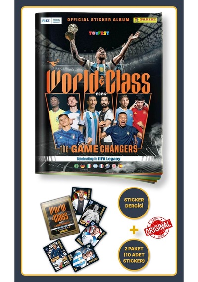 Panini Fifa World Class Koleksiyon Futbolcu 2024 Sticker Çıkartmaları Dergisi + 2 Paket 10 Sticker