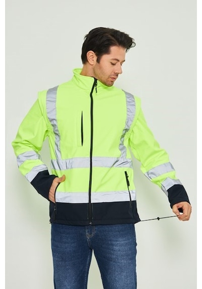 Orange Safety Sarı Softshell Mont Kolları Çıkmalı Reflektörlü