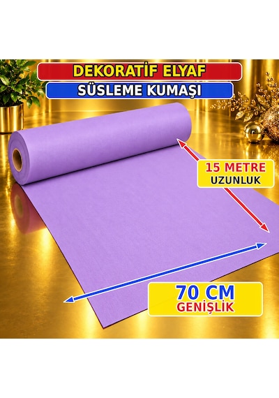 Vıp 15 Metre Lila Tela Kumaş Lila Elyaf Kumaş Lila Noel Yılbaşı Süsleme Kumaşı 70 Cm Genişliğinde