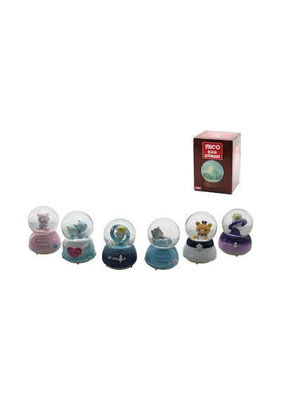 Orta Boy - 8cm Pilli - Işıklı Müzikli Kar Küresi Cam Hayvan Figürlü - Desen Mix Renkli Herhangi Bir