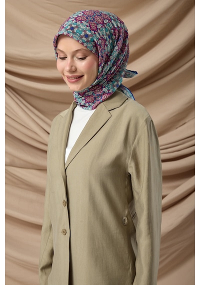 Silk Home Soft Eşarp 73093-10 Fuşya, Bebe Mavi, Lacivert, Gümüş