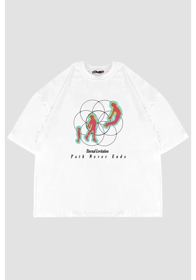 Tarzsokak Eternal Levitation Baskılı Beyaz Oversize Unisex