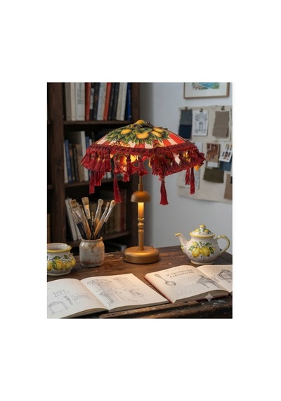 Missidea Limona Red Bohem Ledli Bali Şemsiyesi