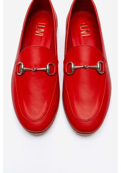 Luvishoes F03 Kırmızı Cilt Kadın Babet Kırmızı