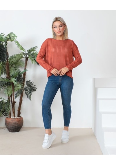 Uzun Kollu Ajurlu Bluz 23aj0021-kiremit Kiremit