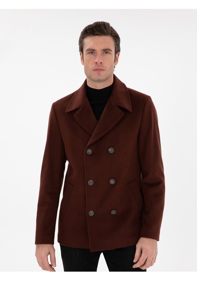 Cacharel Pas Slim Fit Yün Karışımlı Kaşe Kaban Kahverengi