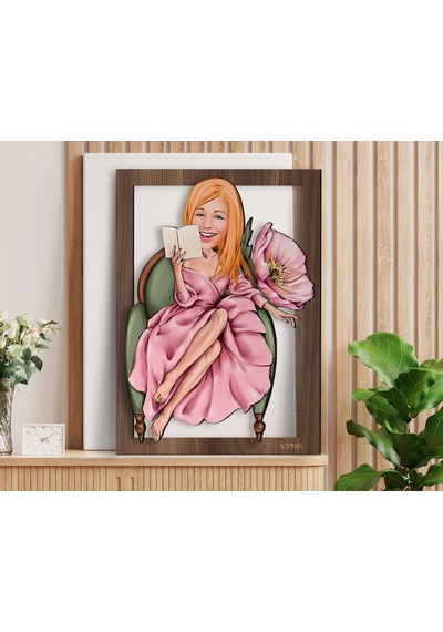 Bk Gift Kişiye Özel Kadın Karikatürlü 3d Ahşap Tablo-103, Arkadaşa Hediye, Karikatürlü Tablo Kobitmeyen138373 Bk Gift
