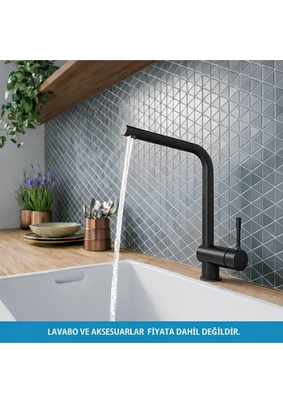 Ideal Standard Ceralook Kuğu Eviye Bataryası-mat Siyah Siyah