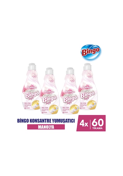 Bingo Soft Konsantre Çamaşır Yumuşatıcısı Manolya 4 x 1440 ML