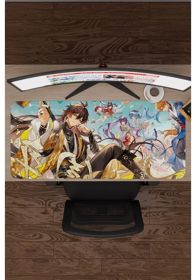 Zhongli Genshin Impact Anime Gacha V3 - 90x40 Xxl Gaming Mouse Pad Fare Altlığı