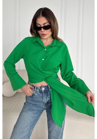 Bbbutikbasic Bağlamalı Poplin Gömlek Bb0250 Yeşil