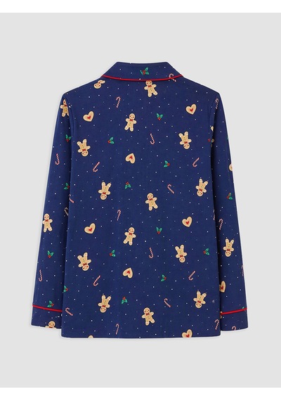 Lcw Dream Lacivert Gömlek Yaka Desenli Kadın Pijama Takımı