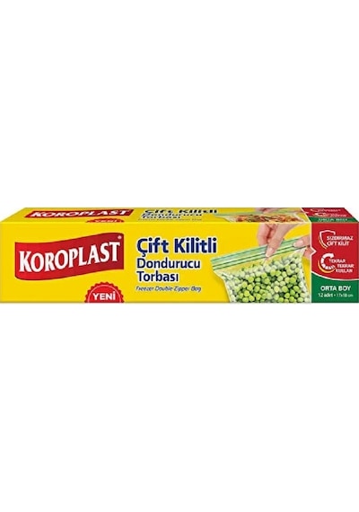 Koroplast Çift Kilitli Dondurucu Torba Orta Boy 12 x 12'li 17 x 18 CM