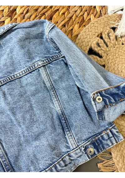 Noble Kids Kız Çocuk Klasik Denim Ceket Mavi Kot Mavisi