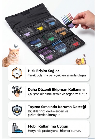 Andis Katlanır Yedek Kedi Köpek Tıraş Bıçağı Çantası 9'lu