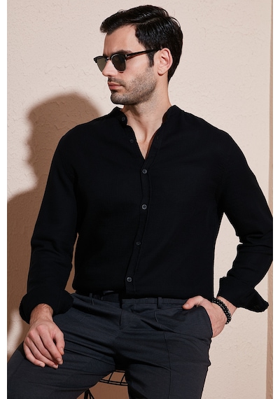 Buratti Pamuklu Regular Fit Hakim Yaka Erkek Gömlek Cf25S127702 Siyah