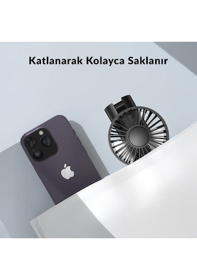 Warmco K38 Ekranlı 4 Kademeli El Vantilatörü 2400mah Şarjlı Taşınabilir Katlanabilir Standlı Boyun Askılı Soğutucu Fan Pembe