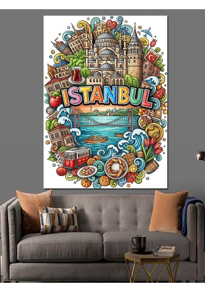 Ahşap Tablo İstanbul Temalı Graffiti Yazı Film Afişleri Kanvas Tablo