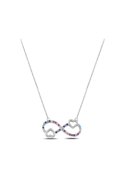 Brezza Lusso Jewelry Gümüş Renkli Zirkon Taşlı Sonsuzluk Kalpli Kadın Kolye 45 CM