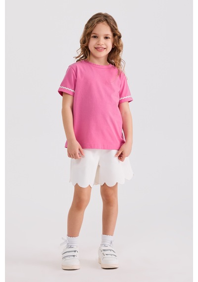 Panço Kız Çocuk Kısa Kollu Pembe Tişört