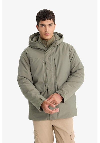 Defacto Su İtici Regular Fit Kapüşonlu Fermuarlı İç Cepli Cebi Pelüşlü Mont E9248ax25wnkh440 Haki-kh440