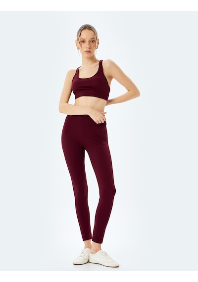 Koton Slim Kapsız Arkası Çapraz Askılı Sporcu Sütyeni Bordo 5wak30046nk Bordo