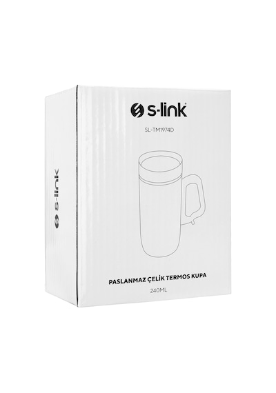 S-link Sl-TM1974D Paslanmaz Çelik Termos Kupa 240 ML Siyah