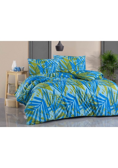 Cotton Collection Ranforce Çift Kişilik Nevresim Takımı Palm Çok Renkli