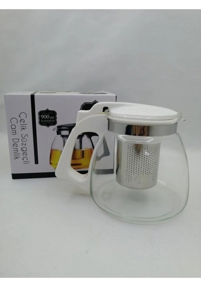 Çelik Süzgeçli Cam Demlik 900 Ml. Royaleks-8882 Diğer