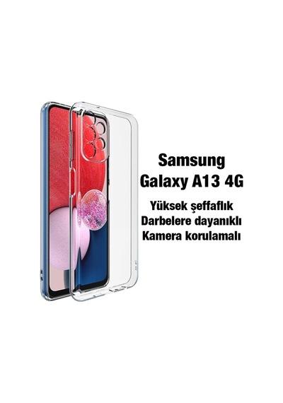 Ally Sm Galaxy Uyumlu A13 4g - Kılıf Kamera Korumalı Ultra İnce Şeffaf Silikon- 5775