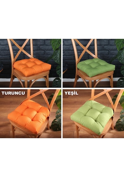Altınpamuk Altınpamuk Sandalye Minderi Düğme Dikişi Detaylı 40X40Cm Bağcıklı