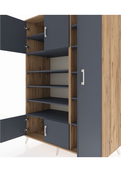 Kronos Dolap 11 Raflı 5 Kapaklı 132x59x195 Çam-antrasit/antrasit Çam Kronos Dolap 11 Raflı 5 Kapaklı 132x59x195 Çam-antrasit/antrasit Çam