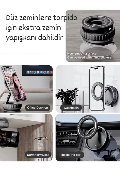 Plentiful Manyetik Araç Telefon Tutucu 360 Derece Dönebilir Araç Cam Ayna Uyumlu K11