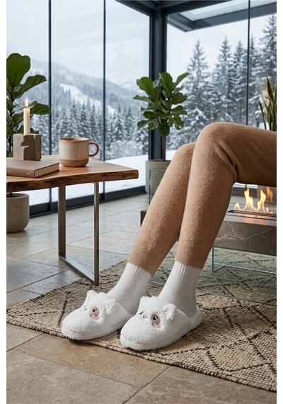 Relaxa Kadın Kedi Desenli Peluş Ev Terliği, Yumuşak Kürklü, Kaymaz Tabanlı, Sıcak Kışlık Terlik Ekru Relaxa Kadın Kedi Desenli Peluş Ev Terliği, Yumuşak Kürklü, Kaymaz Tabanlı, Sıcak Kışlık Terlik Ekru