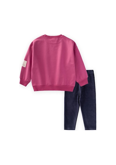 Cigit Kadife Taytlı Sweatshirt Takım 2-10 Yaş Fuşya Fuşya
